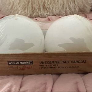 2 white ball candles (new)